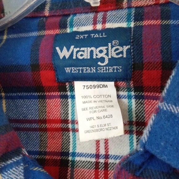 Vintage Wrangler Western Shirt Men’s 2XT Plaid Flannel Western Retro Pearl Snap - Picture 3 of 6